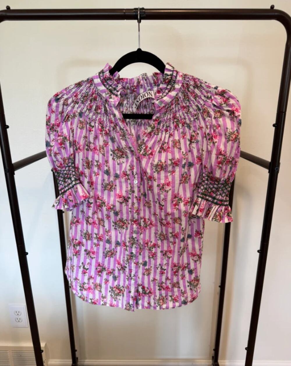 Andion Amelia Pink Stripe Floral Top size S